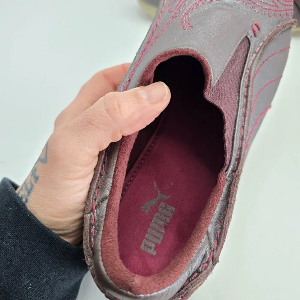 vintage Puma | boho burgundy leather sporty retro streetwear sneakers | WMS 9.5 - Picture 4 of 10